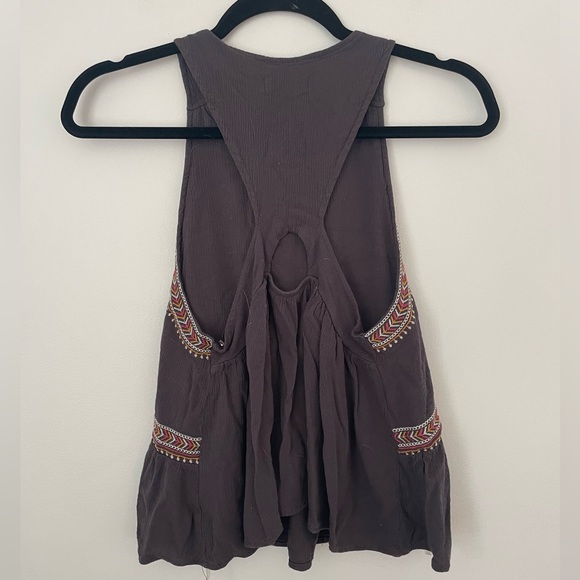 Coco+ Jamieson Womens Small Gray Bohemian  Style Embroidered Detailed Top - Picture 4 of 6